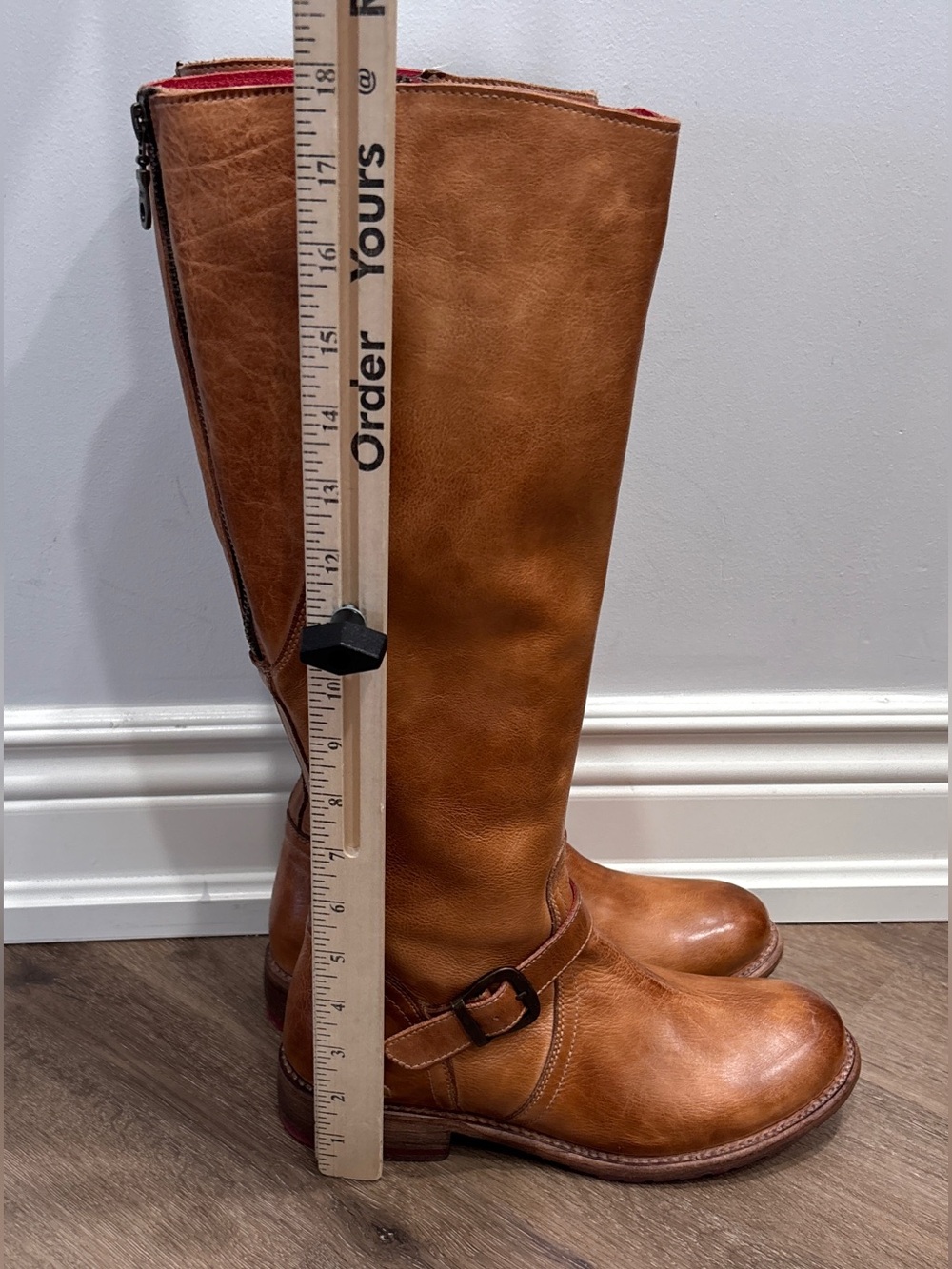 Bed Stu Glaye Wide Calf Tan Rustic Leather Boots 9.5 NEW In Box - Picture 11 of 16